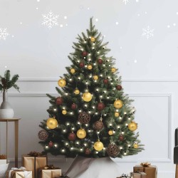 Set de boules de Noël avec pic et 150 LED 61 pcs Doré et bronze 
