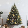 Set de boules de Noël avec pic et 150 LED 61 pcs Doré et bronze 