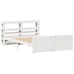 Cadre de lit avec tête de lit sans matelas blanc 160x200 cm 