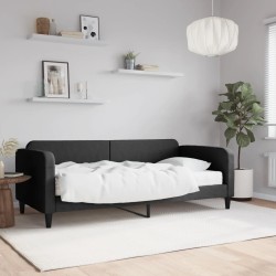 Lit de jour avec matelas noir 90x200 cm tissu 