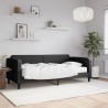 Lit de jour avec matelas noir 90x200 cm tissu 