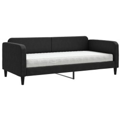 Lit de jour avec matelas noir 90x200 cm tissu 