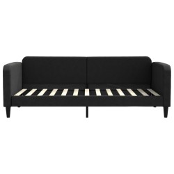 Lit de jour avec matelas noir 90x200 cm tissu 