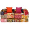 Pouf modulaire à 2 places Patchwork Tissu 