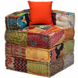 Pouf modulaire à 2 places Patchwork Tissu 