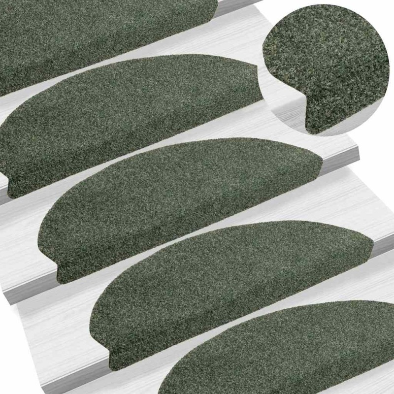 Tapis autoadhésifs de marches 10 pcs Vert 65x21x4 cm Aiguilleté 