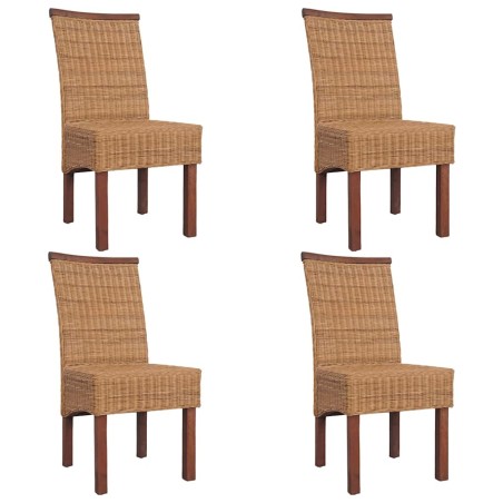 Chaises à manger lot de 4 marron rotin naturel 