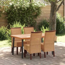 Chaises à manger lot de 4 marron rotin naturel 