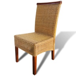 Chaises à manger lot de 4 marron rotin naturel 