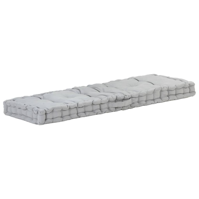 Coussin de plancher de palette Coton 120x40x7 cm Gris 