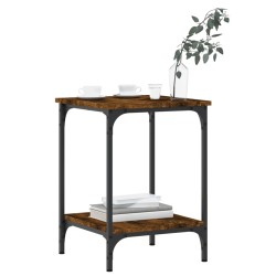 Table basse chêne fumé 40x40x55 cm bois d'ingénierie 