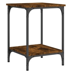 Table basse chêne fumé 40x40x55 cm bois d'ingénierie 