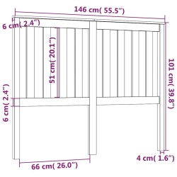 Tête de lit Gris 146x6x101 cm Bois massif de pin 