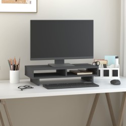Support de moniteur Gris 60x27x14 cm Bois de pin solide 