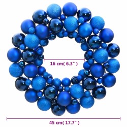 Couronne de Noël bleu 45 cm polystyrène 