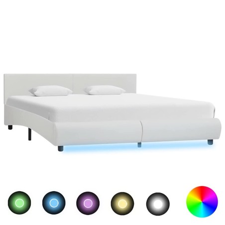 Cadre de lit avec LED sans matelas blanc 180x200 cm 