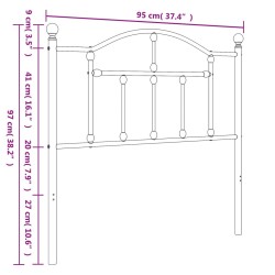 Tête de lit métal noir 90 cm 