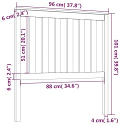 Tête de lit Gris 96x6x101 cm Bois massif de pin 