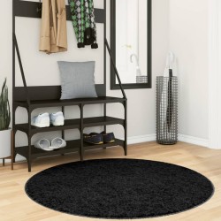 Tapis shaggy PAMPLONA poils longs moderne noir Ø 120 cm 