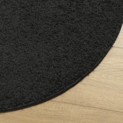 Tapis shaggy PAMPLONA poils longs moderne noir Ø 120 cm 