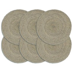 Napperons 6 pcs Gris Plain 38 cm Rond Jute 