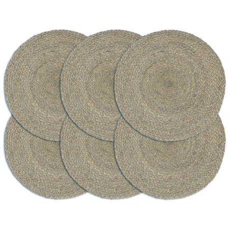 Napperons 6 pcs Gris Plain 38 cm Rond Jute 