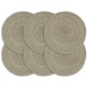Napperons 6 pcs Gris Plain 38 cm Rond Jute 