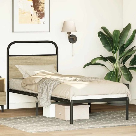 Tête de lit chêne sonoma 75 cm acier et bois d'ingénierie 