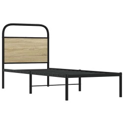 Tête de lit chêne sonoma 75 cm acier et bois d'ingénierie 