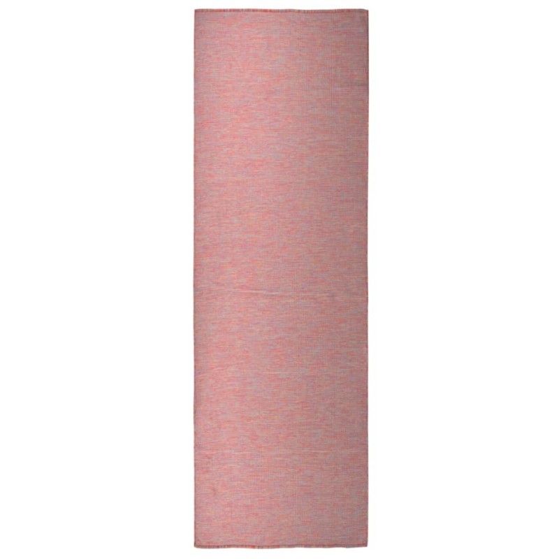 Tapis à tissage plat d'extérieur 80x250 cm Rouge Tapis à tissage plat d'extérieur 80x250 cm Rouge