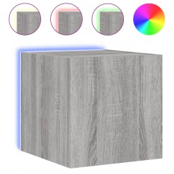 Meuble TV mural avec lumières LED sonoma gris 30,5x35x30 cm 