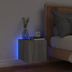 Meuble TV mural avec lumières LED sonoma gris 30,5x35x30 cm 