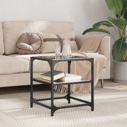 Table basse avec dessus en verre noir 40x40x45 cm acier 