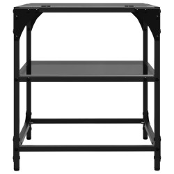 Table basse avec dessus en verre noir 40x40x45 cm acier 
