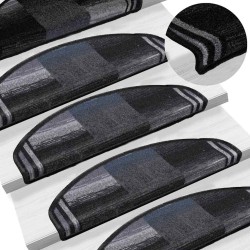 Tapis d'escalier autoadhésifs 5 pcs 65x21x4 cm Noir et gris 
