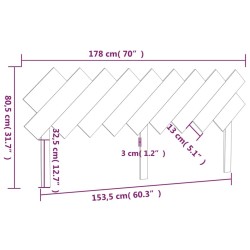 Tête de lit Gris 178x3x80,5 cm Bois massif de pin 