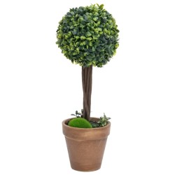 Plantes de buis artificiel 2 pcs avec pots Boule Vert 33 cm 