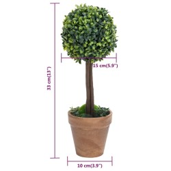 Plantes de buis artificiel 2 pcs avec pots Boule Vert 33 cm 