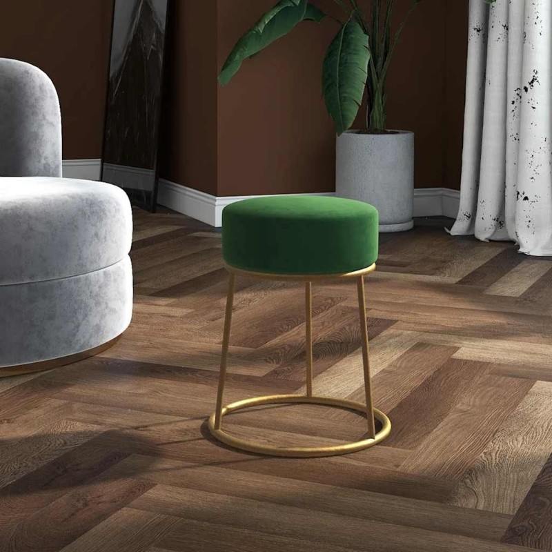 Tabouret rond Vert Velours 