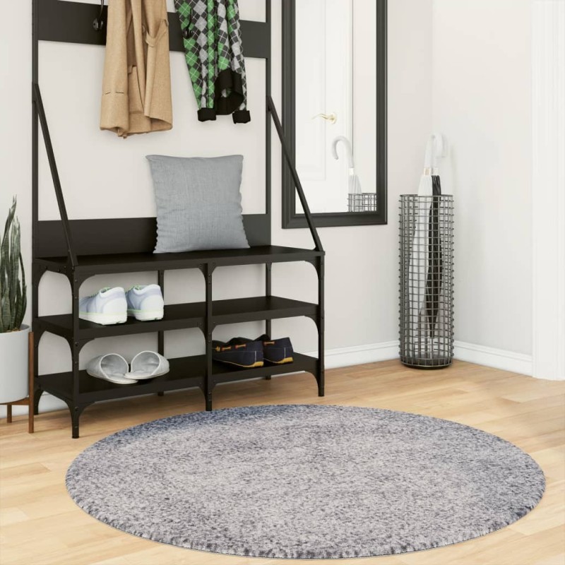 Tapis shaggy PAMPLONA poils longs moderne bleu Ø 120 cm 