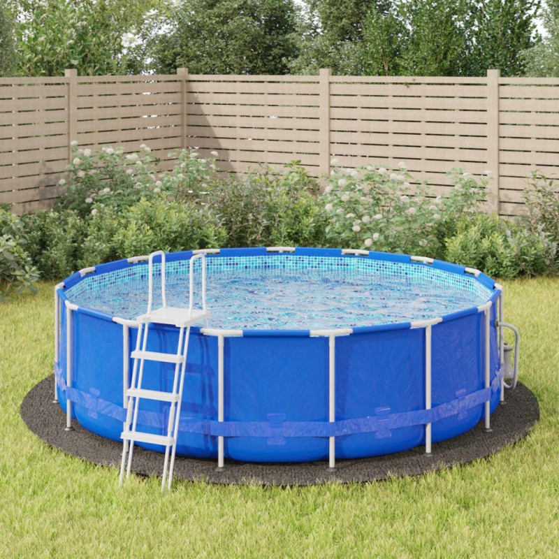 Bâche de piscine gris clair Ø428 cm géotextile polyester 