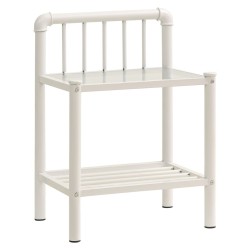 Table de chevet Blanc/transparent 45x34,5x62,5cm Métal et verre 