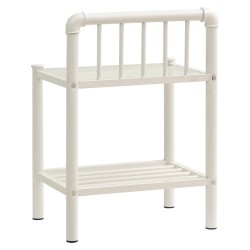 Table de chevet Blanc/transparent 45x34,5x62,5cm Métal et verre 