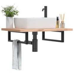 Supports d'étagères pour lavabo 2 pcs noir rectangulaire acier 