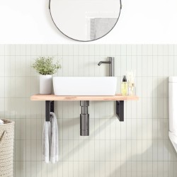 Supports d'étagères pour lavabo 2 pcs noir rectangulaire acier 