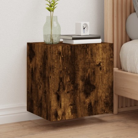 Meuble TV mural chêne fumé 40,5x30x40 cm bois d'ingénierie 
