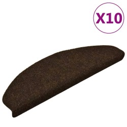 Tapis autoadhésifs de marches 10pcs Marron 65x21x4cm Aiguilleté 
