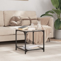 Table basse avec dessus en verre noir 40x40x40 cm acier 