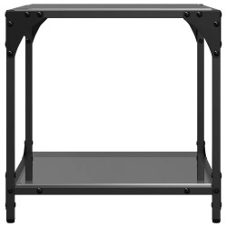 Table basse avec dessus en verre noir 40x40x40 cm acier 