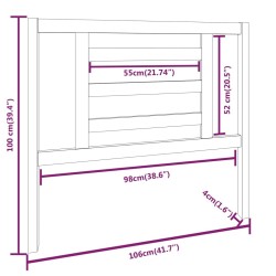 Tête de lit Gris 106x4x100 cm Bois massif de pin 